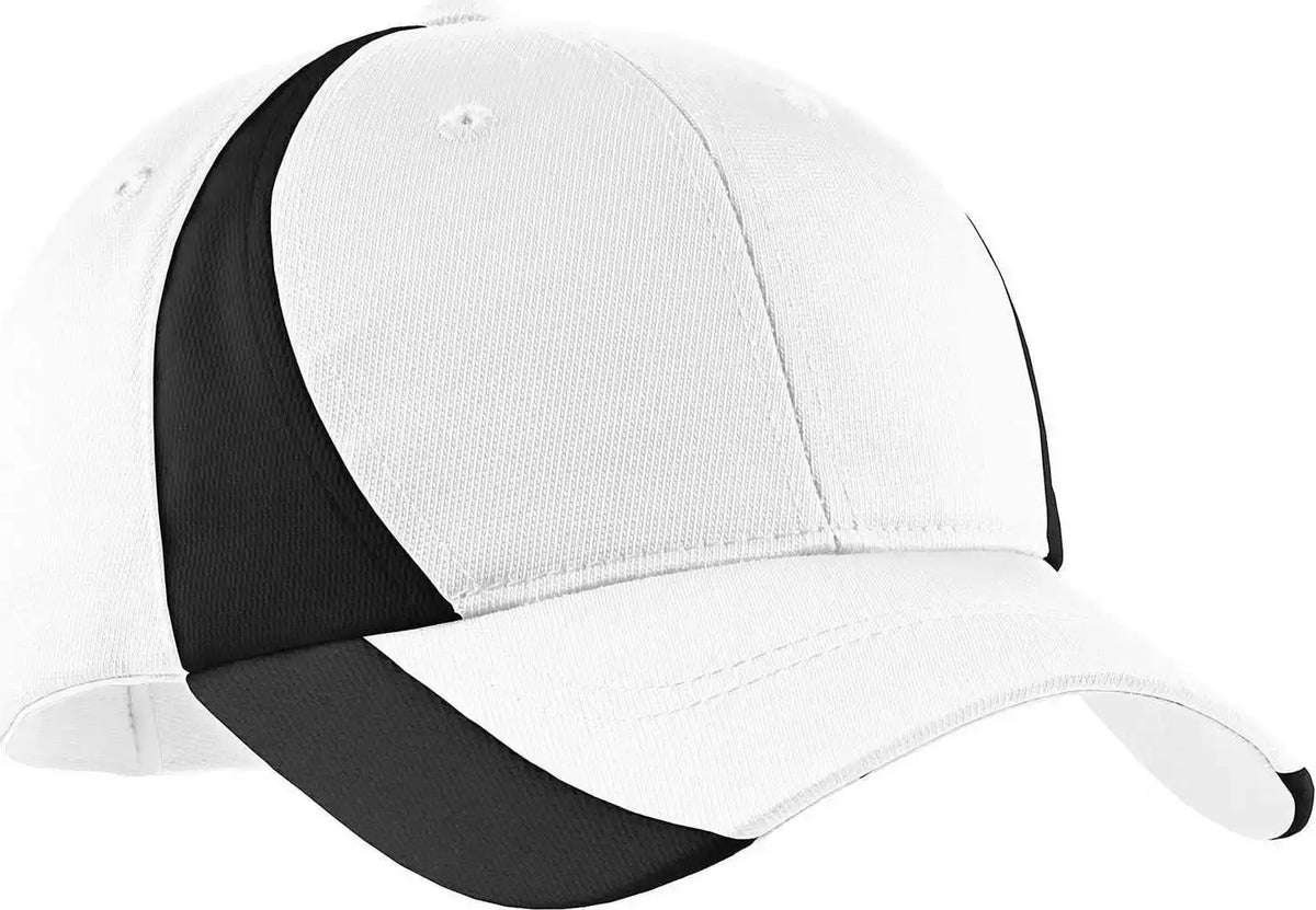 Sport-tek Ystc11 Youth Dry Zone Nylon Colorblock Cap - White Black - one Size Fits Most