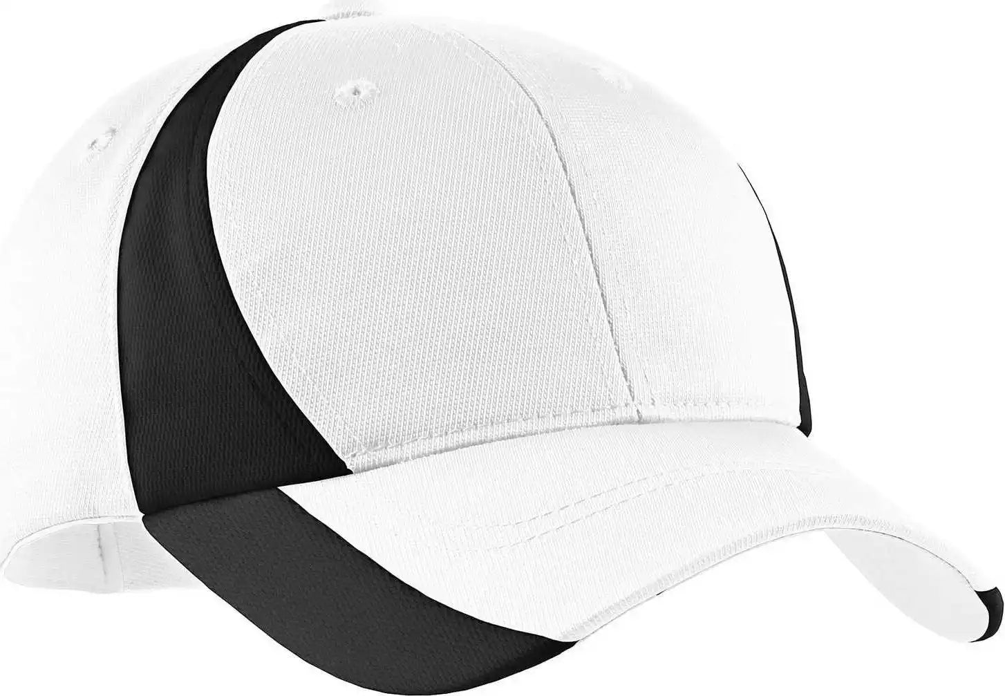 Sport-tek Ystc11 Youth Dry Zone Nylon Colorblock Cap - White Black - one Size Fits Most