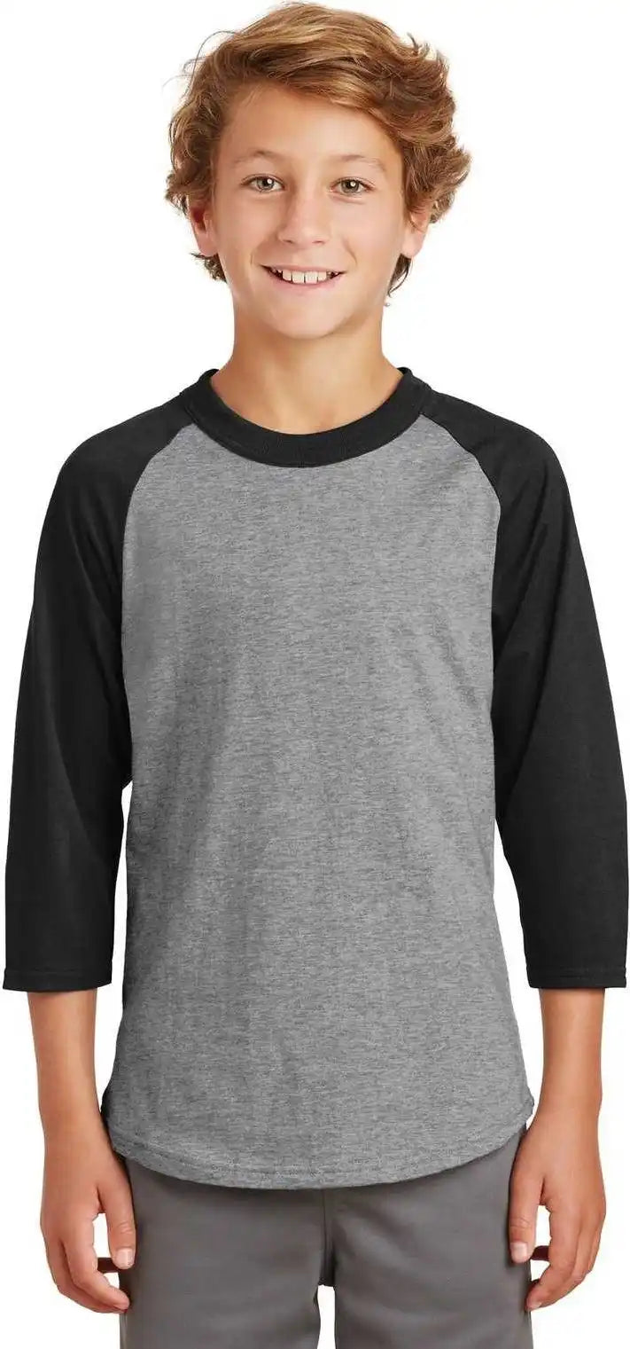 Sport-tek Yt200 Youth Colorblock Raglan Jersey - Heather Gray Black