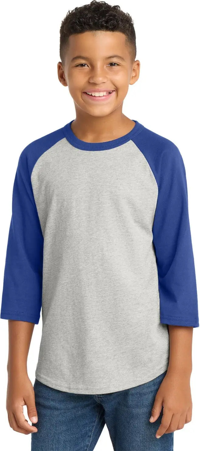 Sport-tek Yt200 Youth Colorblock Raglan Jersey - Heather Gray Royal