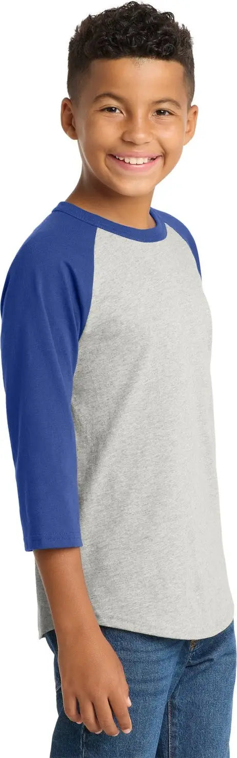 Sport-tek Yt200 Youth Colorblock Raglan Jersey - Heather Gray Royal