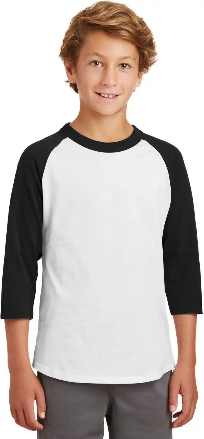Sport Tek Yt200 Youth Colorblock Raglan Jersey White Black