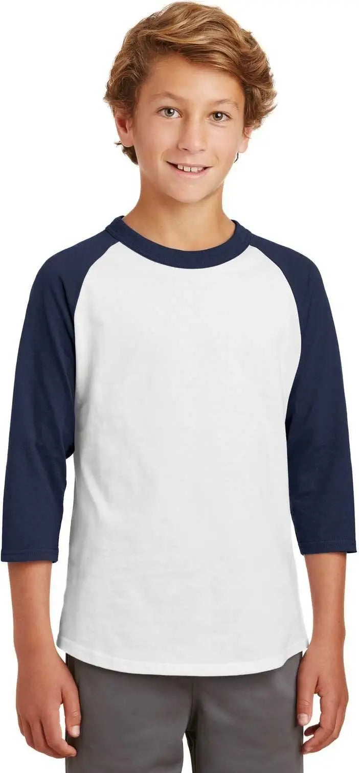 Sport-tek Yt200 Youth Colorblock Raglan Jersey - White Navy
