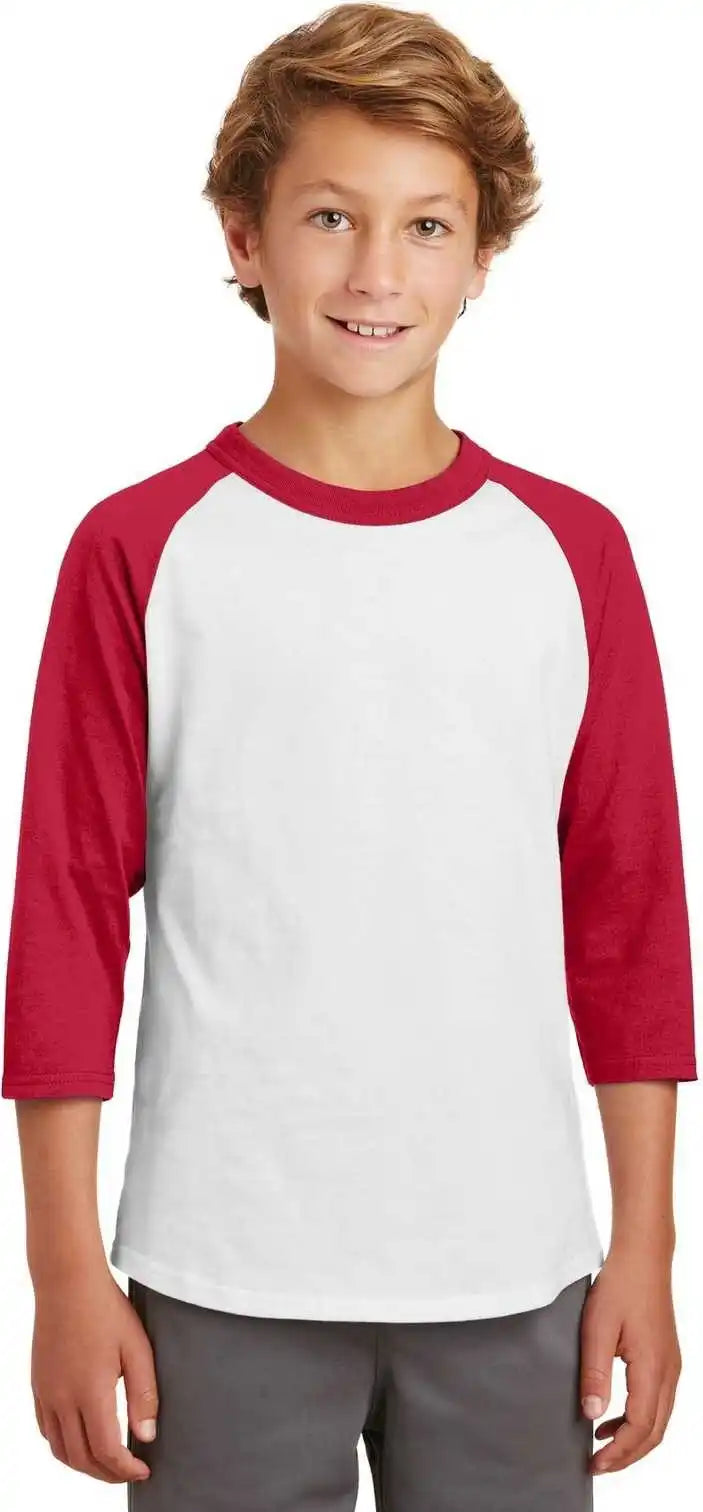 Sport-tek Yt200 Youth Colorblock Raglan Jersey - White Red