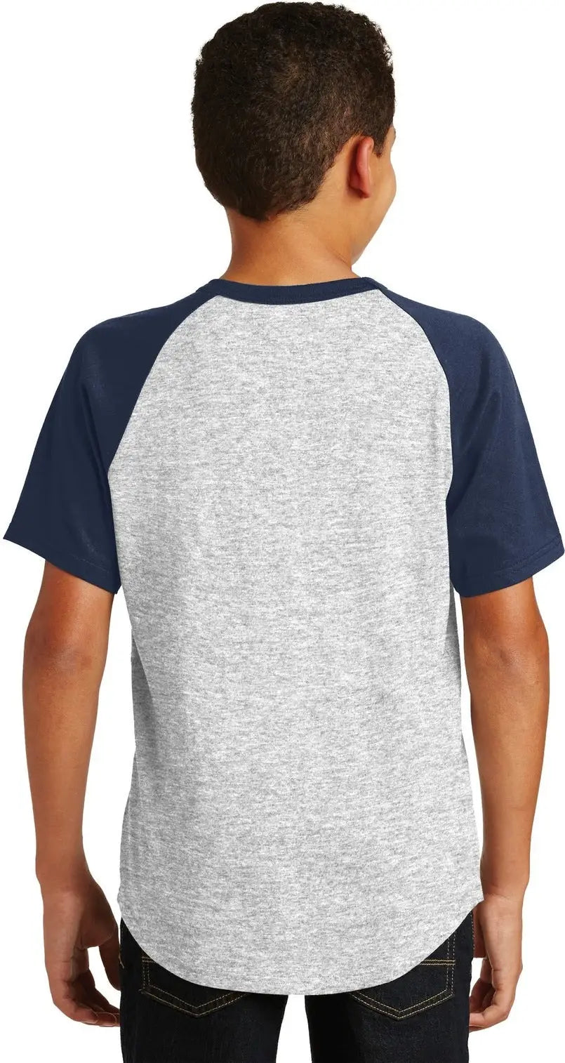 Sport-tek Yt201 Youth Short Sleeve Colorblock Raglan Jersey - Heather Gray Navy