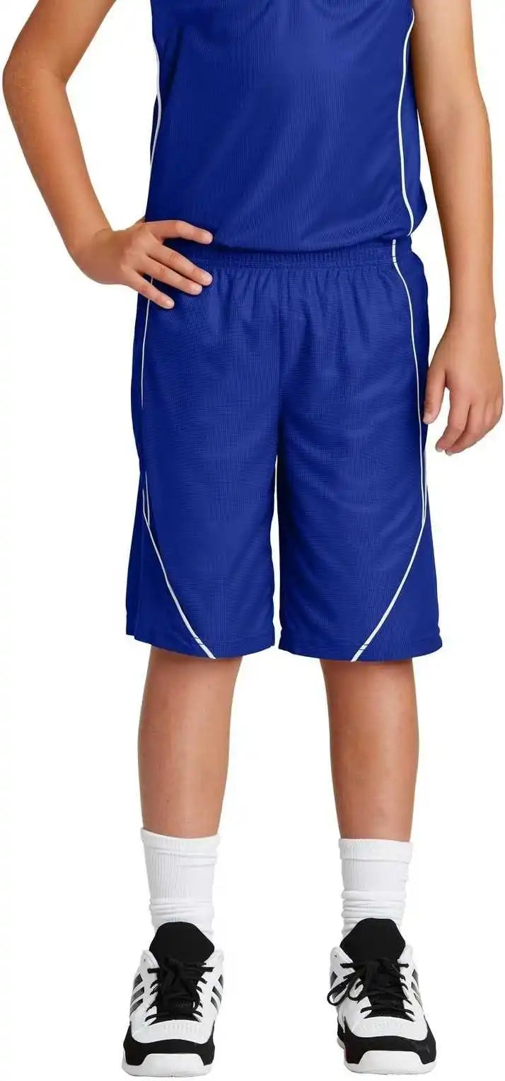 Sport-tek Yt565 Youth Posicharge Mesh Reversible Spliced Short - True Royal