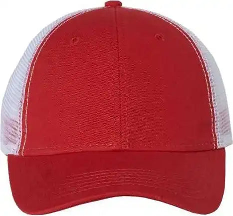 Sportsman Ah80 Bio-washed Trucker Cap - Red White - 6 5/8’’ - 7 3/8’’
