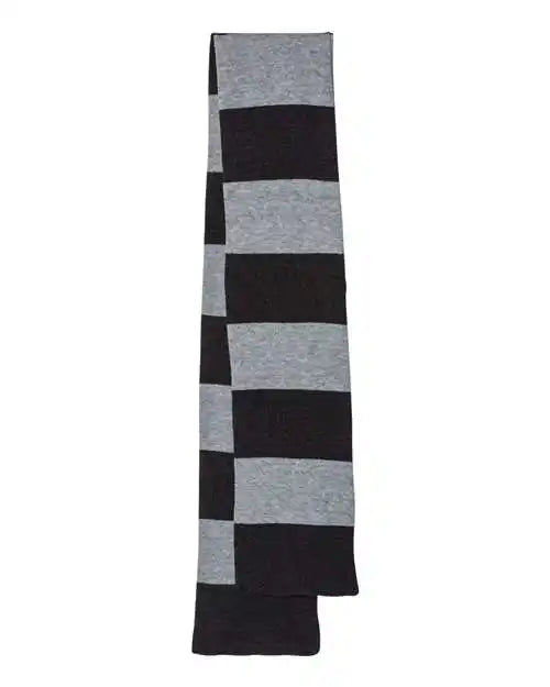 Sportsman Sp02 Rugby Striped Knit Scarf Heather Black Grey Gray / one Size Fits Most