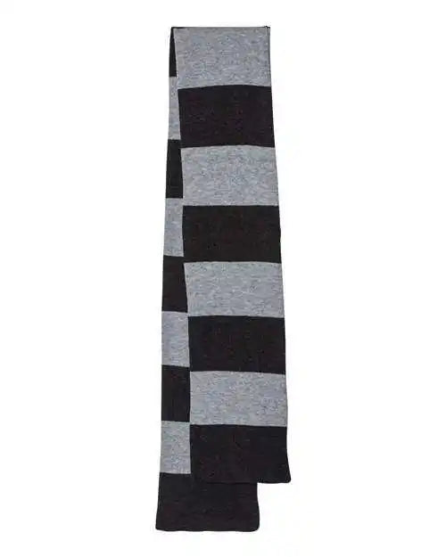 Sportsman Sp02 Rugby Striped Knit Scarf Heather Black Grey Gray / one Size Fits Most