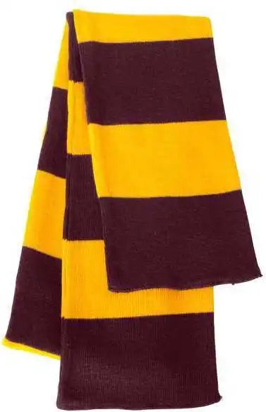 Sportsman Sp02 Rugby-striped Knit Scarf - Maroon Gold - one Size Fits Most