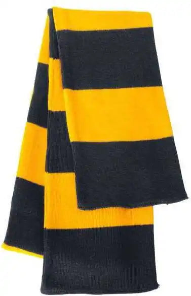 Sportsman Sp02 Rugby-striped Knit Scarf - Navy Gold - one Size Fits Most