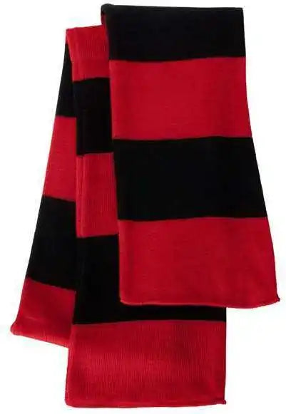 Sportsman Sp02 Rugby Striped Knit Scarf Red Black / one Size Fits Most