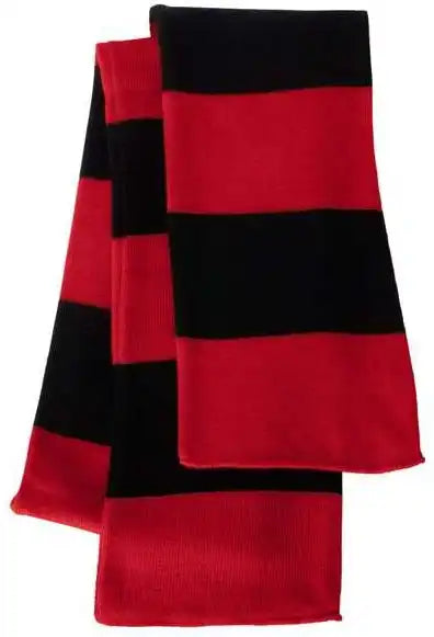 Sportsman Sp02 Rugby Striped Knit Scarf Red Black / one Size Fits Most