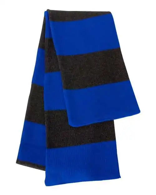 Sportsman Sp02 Rugby-striped Knit Scarf - Royal Charcoal - Dark Gray / one Size Fits Most