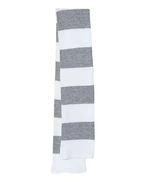 Sportsman Sp02 Rugby-striped Knit Scarf - White Heather Grey - Gray / one Size Fits Most