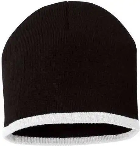 Sportsman Sp09 8’’ Bottom-striped Knit Beanie - Black White - one Size Fits Most