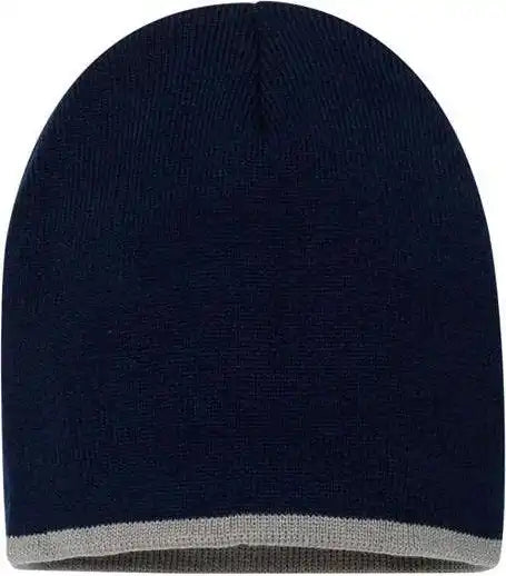 Sportsman Sp09 8’’ Bottom Striped Knit Beanie Navy Grey Gray / one Size Fits Most