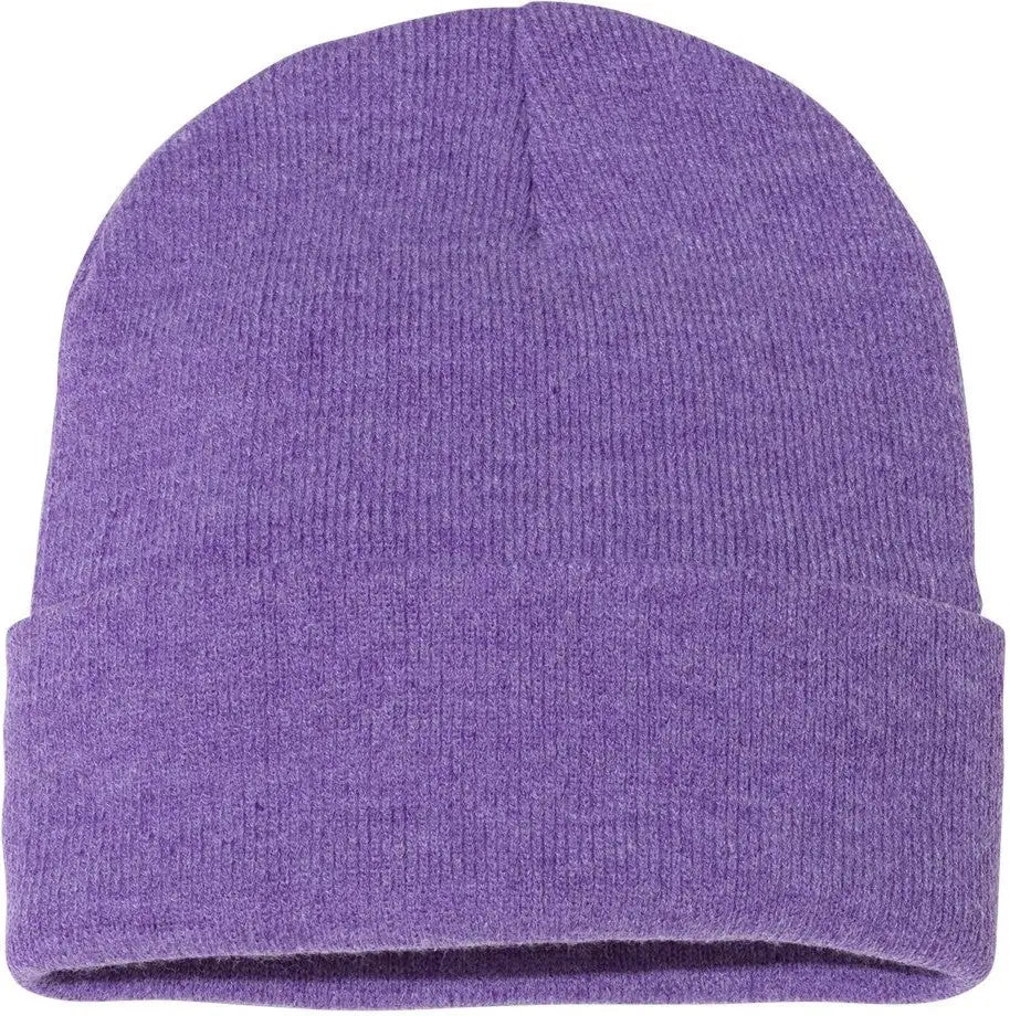 Sportsman Sp12 12’’ Solid Cuffed Beanie - Heather Purple - one Size Fits Most