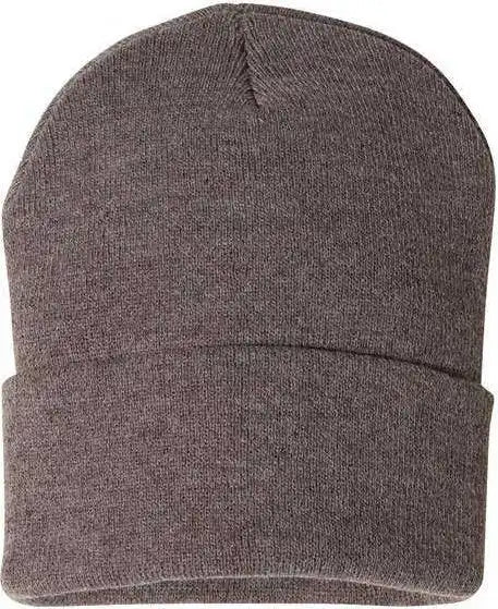 Sportsman Sp12 Solid 12’’ Cuffed Beanie Heather Brown / one Size Fits Most