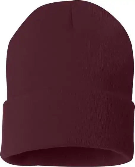 Sportsman Sp12 Solid 12’’ Cuffed Beanie - Maroon - one Size Fits Most