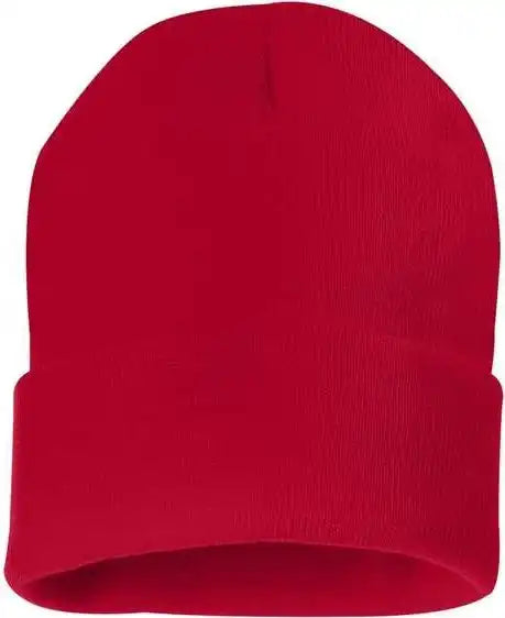Sportsman Sp12 Solid 12’’ Cuffed Beanie - Red - one Size Fits Most