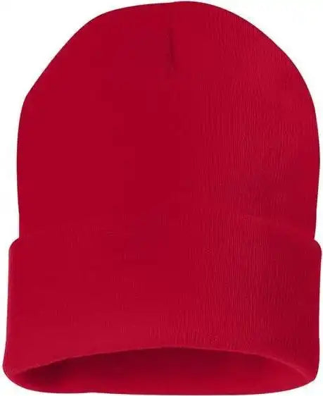 Sportsman Sp12 Solid 12’’ Cuffed Beanie - Red - one Size Fits Most