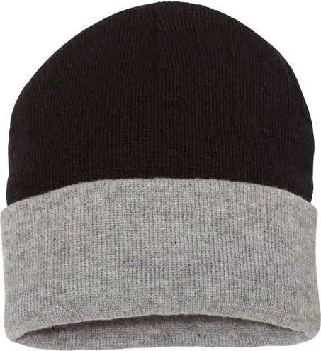 Sportsman Sp12t Colorblocked 12’’ Cuffed Beanie - Black Heather - one Size Fits Most