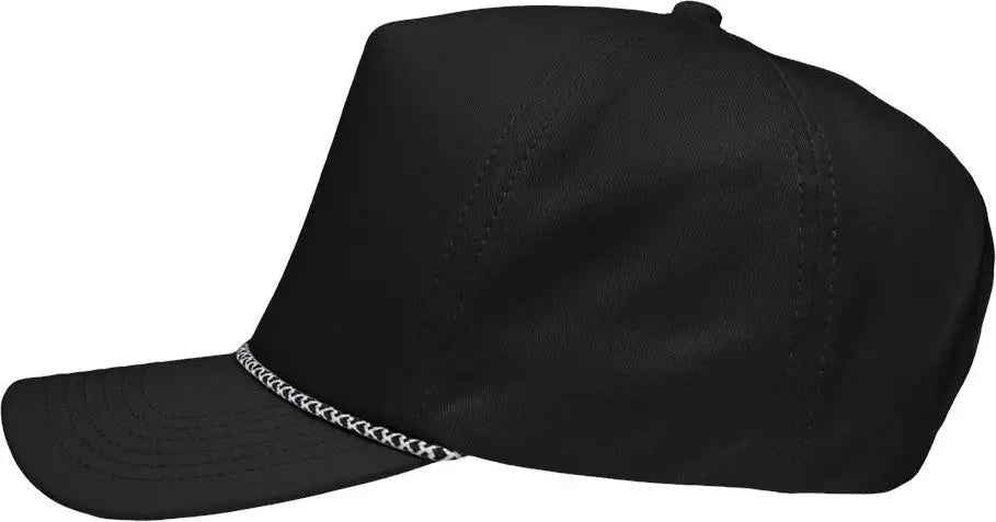 Sportsman Sp1300 Five-panel Rope Heritage Fit Cap - Black - one Size Fits Most