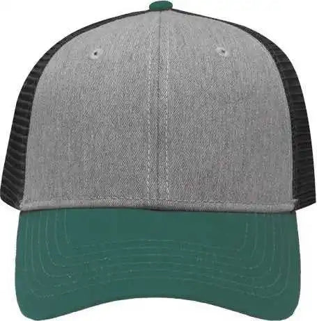 Sportsman Sp1450 Traditional Lo-pro Mesh Back Trucker Fit Cap - Heather Gray Charcoal Forest Green - Dark / one Size