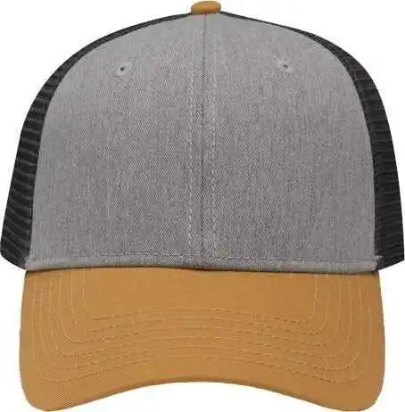 Sportsman Sp1450 Traditional Lo-pro Mesh Back Trucker Fit Cap - Heather Gray Charcoal Vegas Gold - Dark / one Size Fits