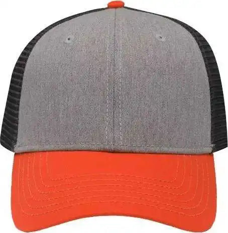Sportsman Sp1450 Traditional Lo-pro Mesh Back Trucker Fit Cap - Heather Gray Charcoal Orange - Dark / one Size Fits Most