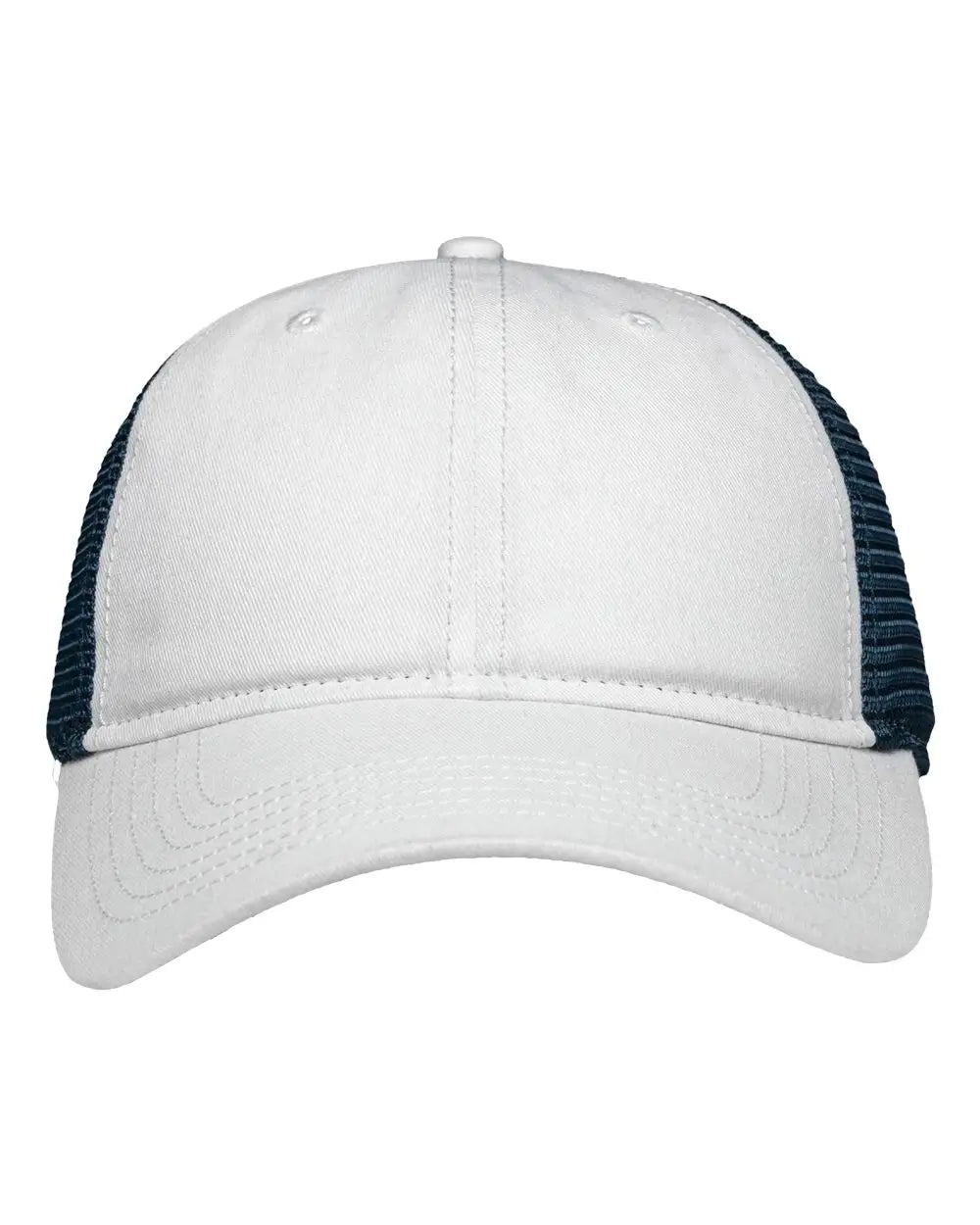 Sportsman Sp1450 Traditional Lo-pro Mesh Back Trucker Fit Cap - Chino White Navy - one Size Fits Most