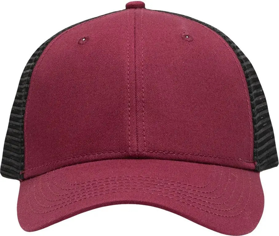 Sportsman Sp1450 Traditional Lo-pro Mesh Back Trucker Fit Cap - Chino Maroon Black - one Size Fits Most