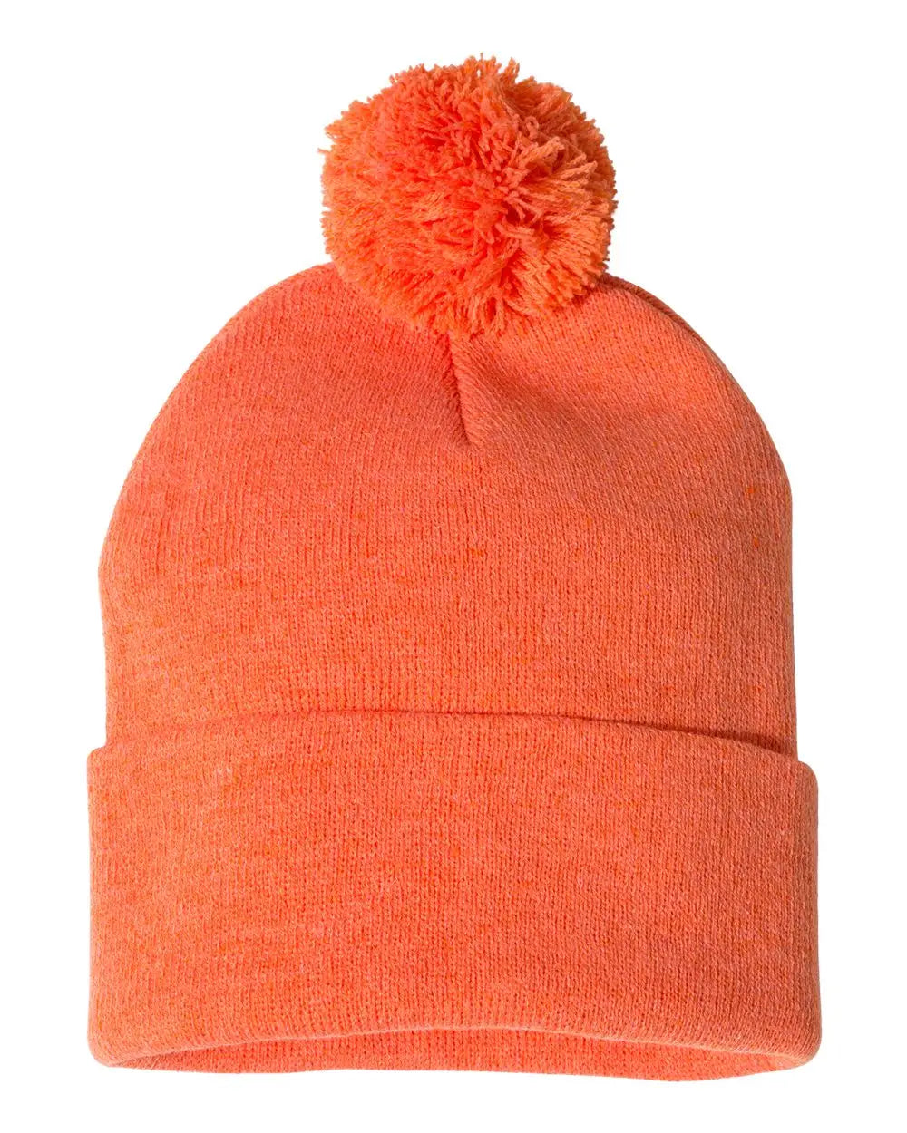 Sportsman Sp15 12’’ Pom-pom Cuffed Beanie - Heather Orange - one Size Fits Most