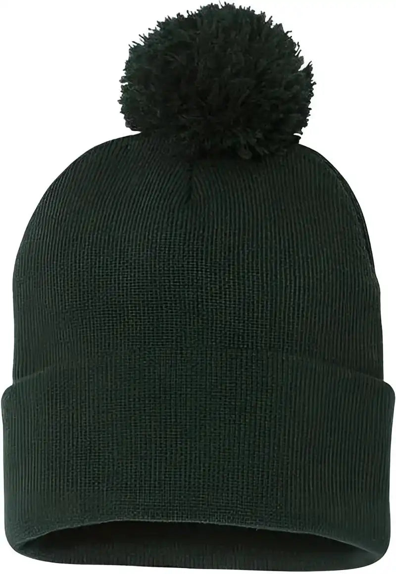 Sportsman Sp15 Pom-pom 12’’ Knit Beanie - Forest - one Size Fits Most