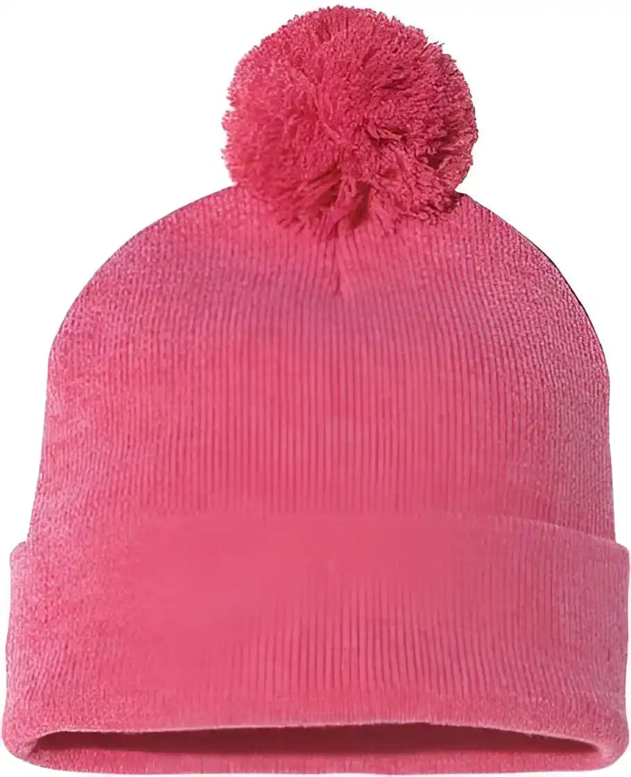 Sportsman Sp15 Pom-pom 12’’ Knit Beanie - Heather Red - one Size Fits Most