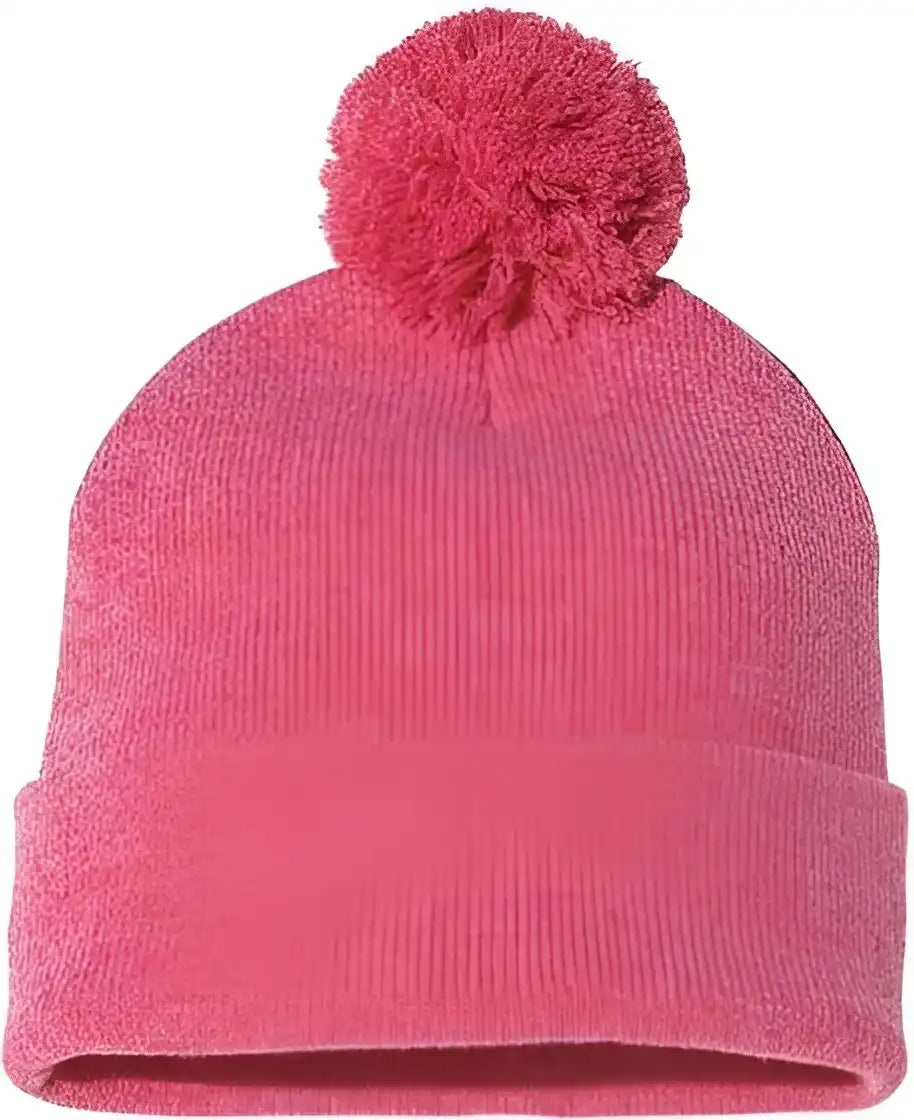 Sportsman Sp15 Pom-pom 12’’ Knit Beanie - Heather Red - one Size Fits Most