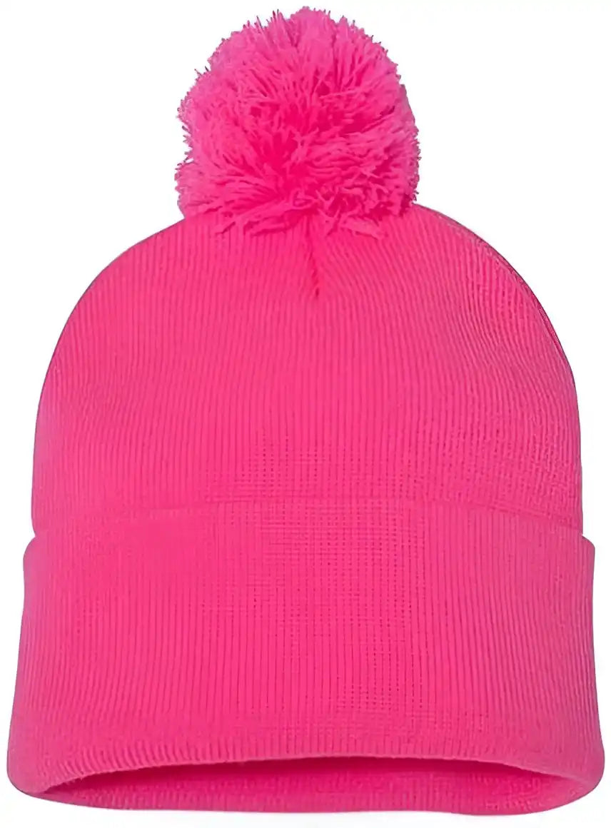 Sportsman Sp15 Pom 12’’ Knit Beanie Neon Pink / one Size Fits Most
