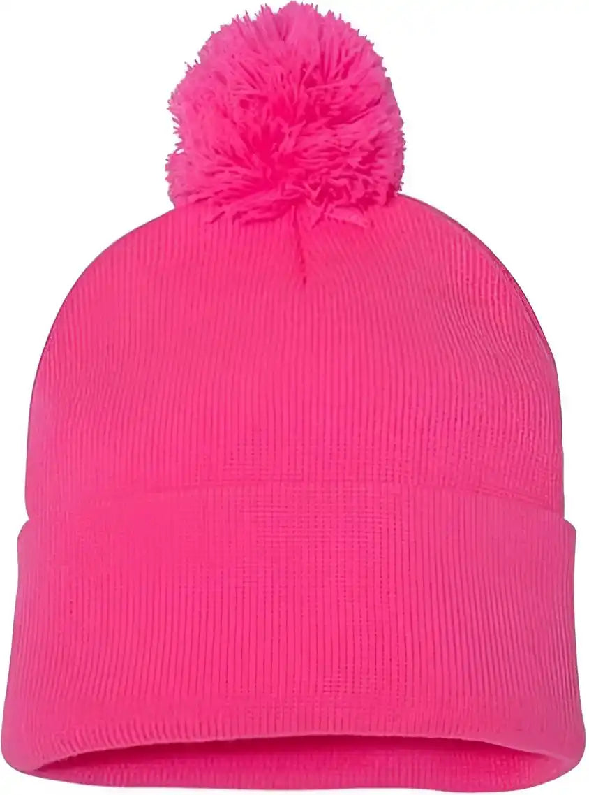 Sportsman Sp15 Pom 12’’ Knit Beanie Neon Pink / one Size Fits Most