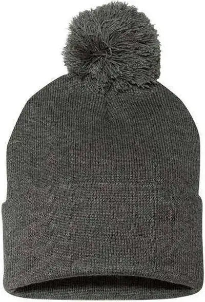Sportsman Sp15 Pom 12’’ Knit Beanie Dark Heather Grey Gray / one Size Fits Most