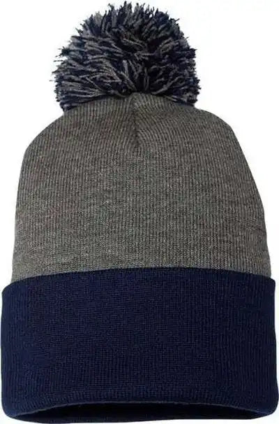 Sportsman Sp15 Pom-pom 12’’ Knit Beanie - Dark Heather Grey Navy - Gray / one Size Fits Most