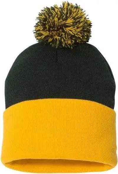 Sportsman Sp15 Pom-pom 12’’ Knit Beanie - Forest Gold - one Size Fits Most