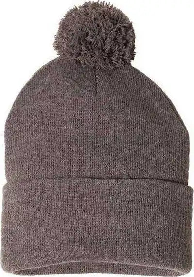 Sportsman Sp15 Pom-pom 12’’ Knit Beanie - Heather Brown - one Size Fits Most