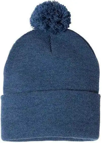 Sportsman Sp15 Pom-pom 12’’ Knit Beanie - Heather Dark Royal - one Size Fits Most
