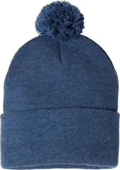 Sportsman Sp15 Pom-pom 12’’ Knit Beanie - Heather Dark Royal - one Size Fits Most