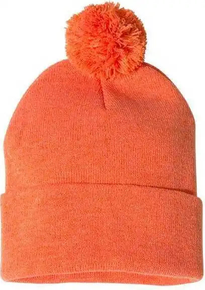 Sportsman Sp15 Pom-pom 12’’ Knit Beanie - Heather Orange - one Size Fits Most
