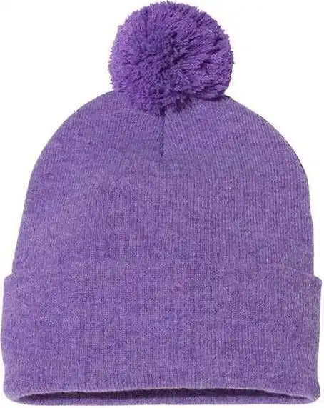 Sportsman Sp15 Pom 12’’ Knit Beanie Heather Purple / one Size Fits Most