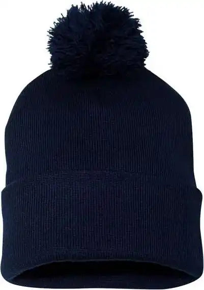 Sportsman Sp15 Pom-pom 12’’ Knit Beanie - Navy - one Size Fits Most