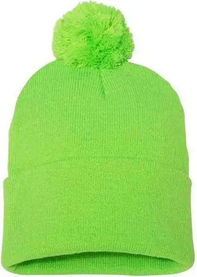 Sportsman Sp15 Pom 12’’ Knit Beanie Neon Green / one Size Fits Most