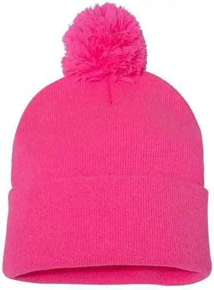 Sportsman Sp15 Pom 12’’ Knit Beanie Neon Pink / one Size Fits Most